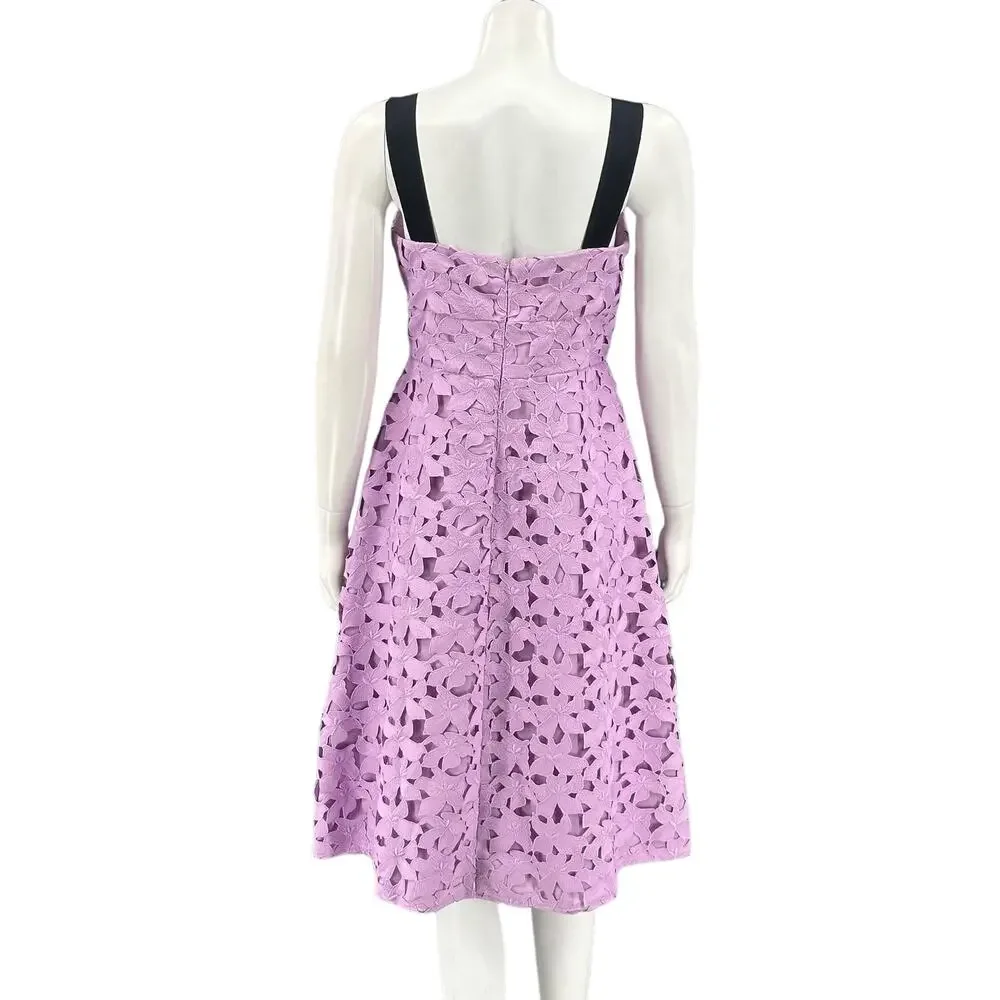 J Crew Dress Women 6 Violet Lilac Sleeveless Sweetheart Midi Lace Romantic Fairy